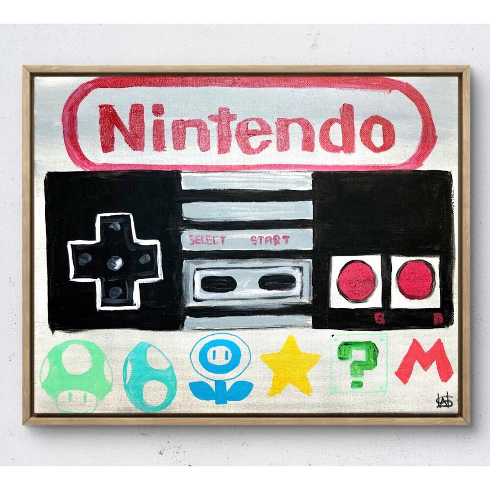 WS original nintendo painting 14X11 canvas acrylic neo expressionism wall art